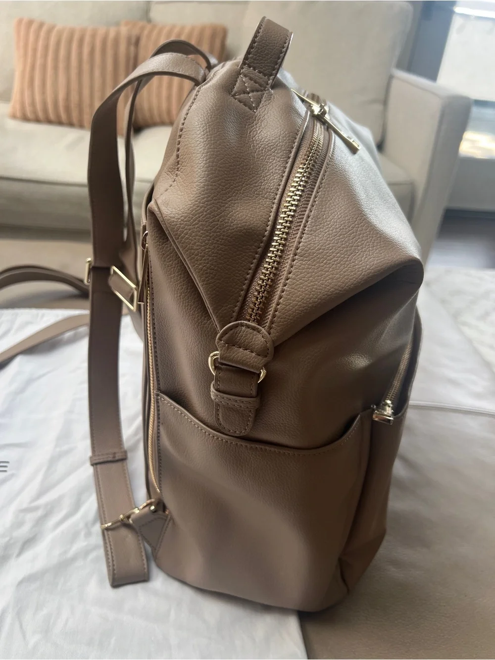 MINA BAIE Stevie Backpack (Sand) Full Size Vegan Leather